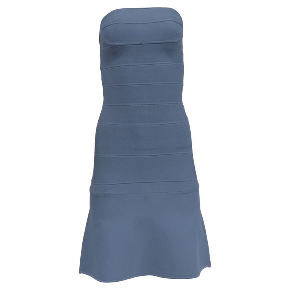 Herve Leger Strapless Mini Dress in Light Blue Rayon